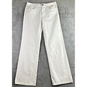 Talbots Size 10 (30X29) White Denim Brown Stitching Jeans High Rise Y2K 90s‎ VTG